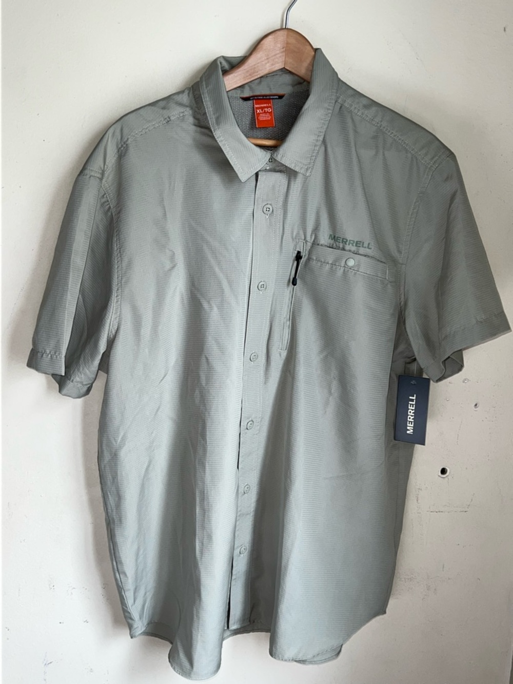 Merrell Men's Short Sleeve Button-Up Shirt in Sage Green